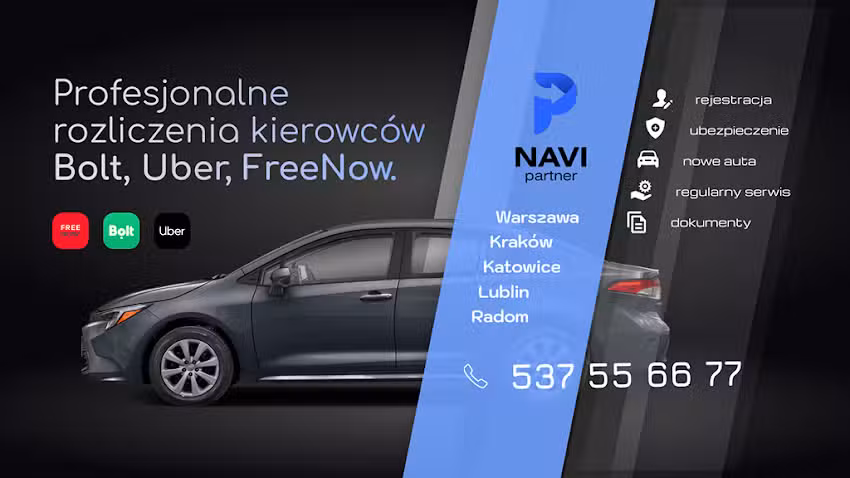 Navi Partner – podłączenie do Uber, Bolt, FreeNow w Krakowie.