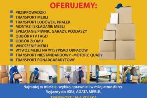 Przeprowadzki Elbląg, Transport Elbląg, Bagażówka, Wnoszenie Mebli i sprzętu AGD