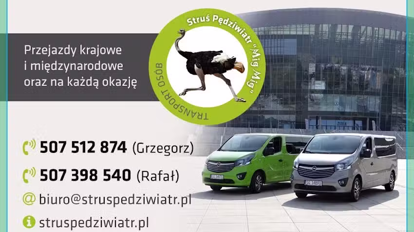 Struś Pędziwiatr „Mig Mig” transport osób