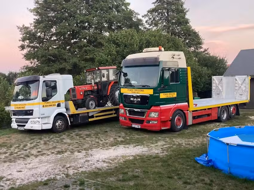 TRANS-MAT Pomoc drogowa 24/7 Transport maszyn i samochodów