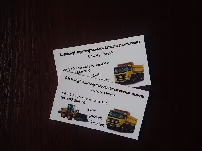 Usługi Transportowe Cezary Olejnik; Usługi koparką, koparko-ładowarką; Transport maszyn