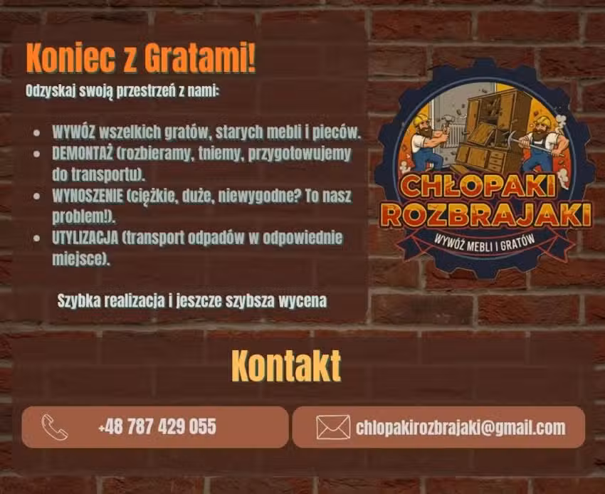 Wywóz gratów / Przeprowadzki – Chłopaki Rozbrajaki