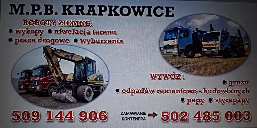 Wywóz gruzu odpadów wyburzenia MPB-KRAPKOWICE Bajer Angelo